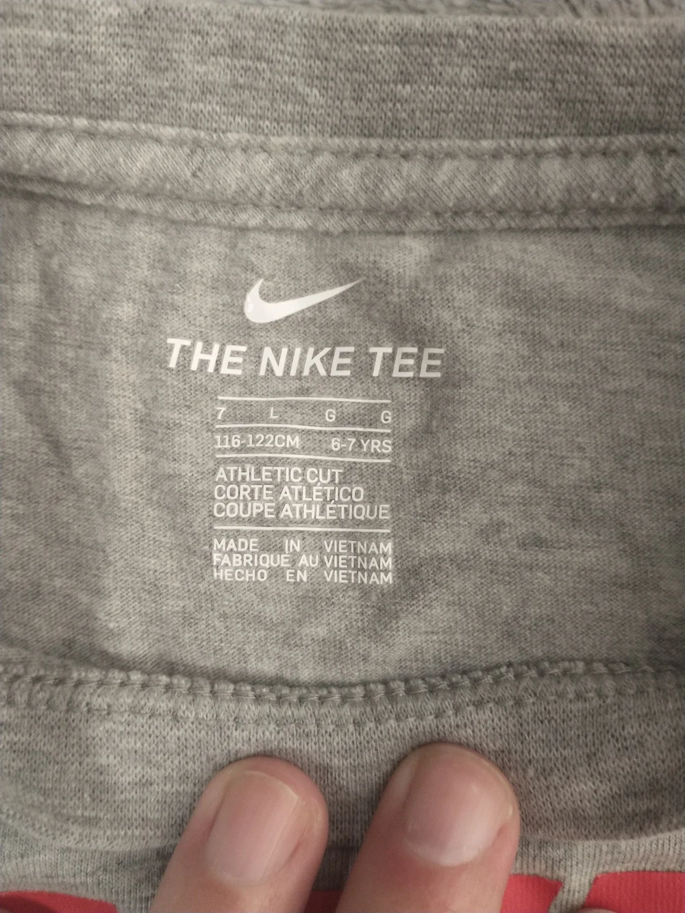 Kids / Boys - L (6-7) - Nike Grey Long Sleeve Tee w/ Logo & Football Graphic